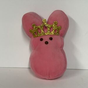 Peeps Pink Princess Bunny Plush Gold Tiara Crown Just Born 2024 EXCELLENT 5 1/2"